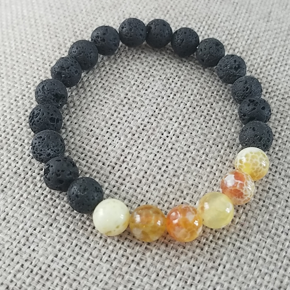 Fire Agate Lava Bead Bracelet